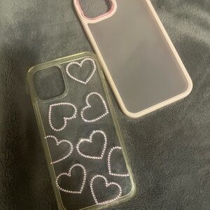 Heart Design Phone Case - Pink and Clear